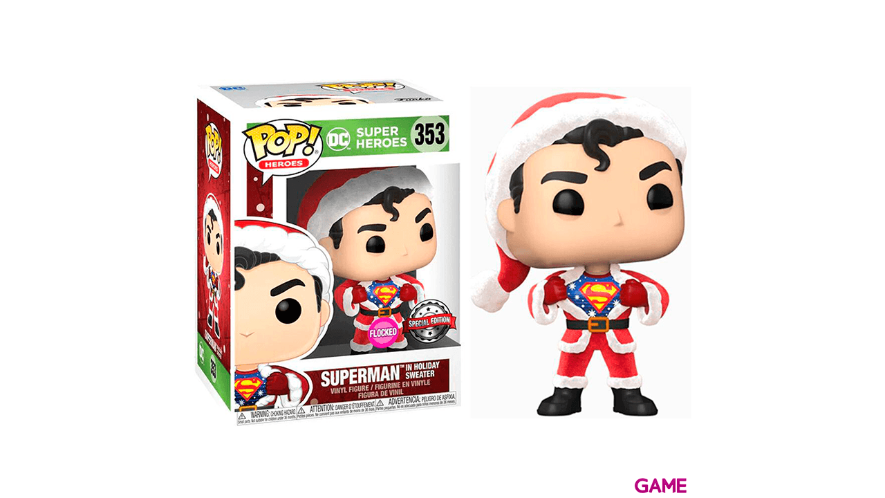 Set figura POP Tee DC Comics Superman Exclusive Flocked Talla XL