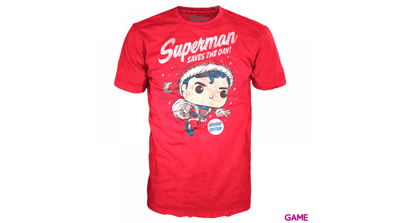 Set figura POP Tee DC Comics Superman Exclusive Flocked Talla XL