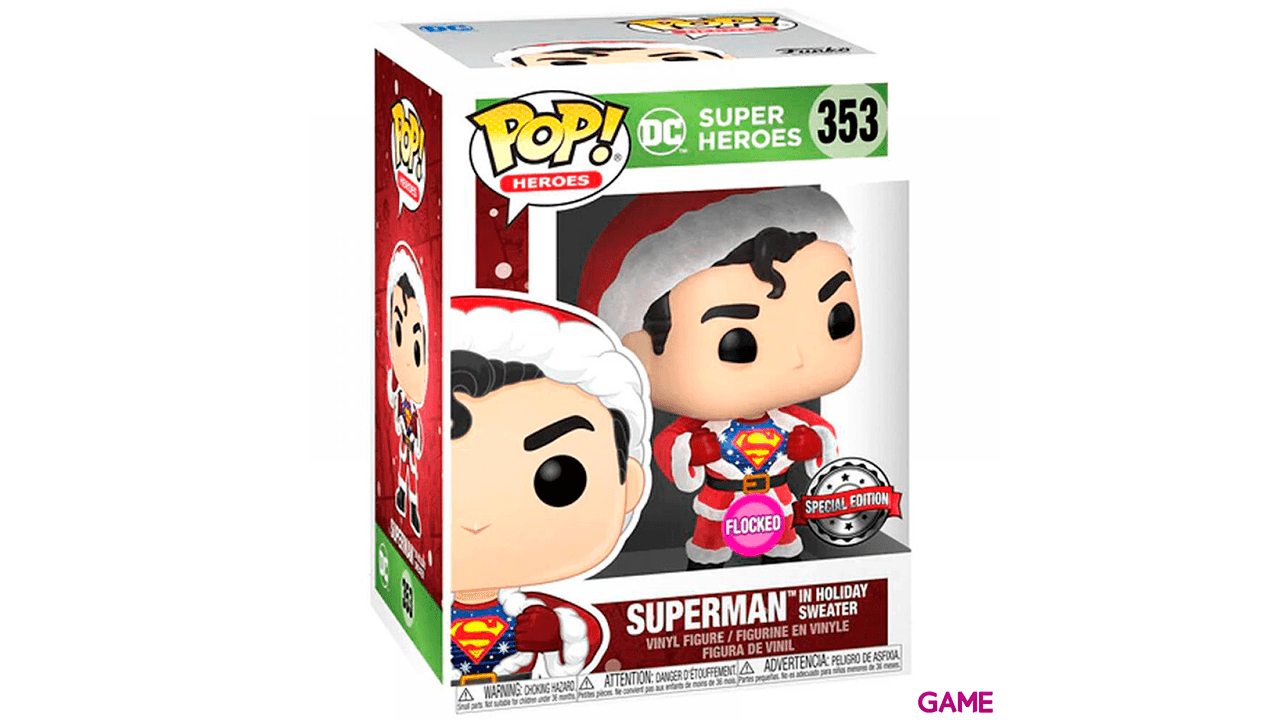 Set figura POP Tee DC Comics Superman Exclusive Flocked Talla XL