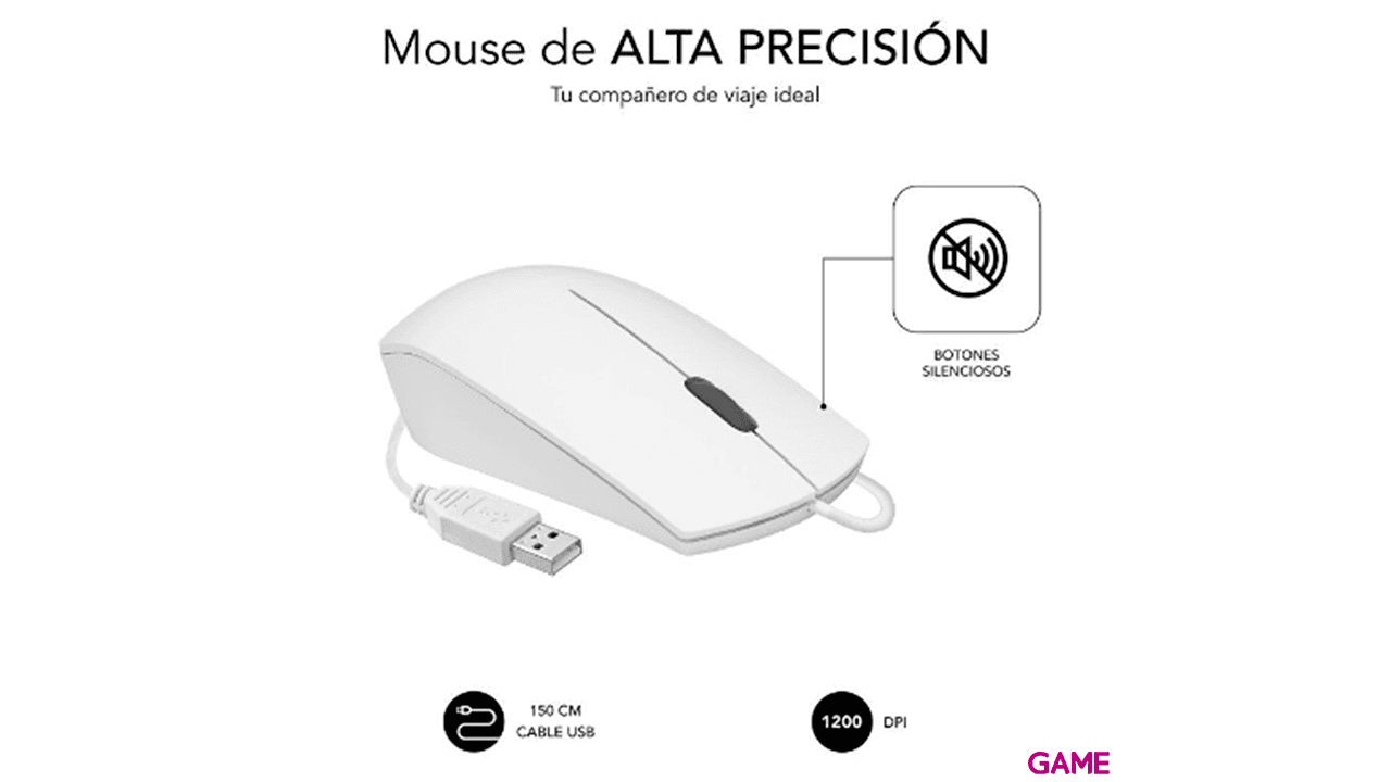 Subblim Business Silencioso USB 1200 DPI Blanco - Raton