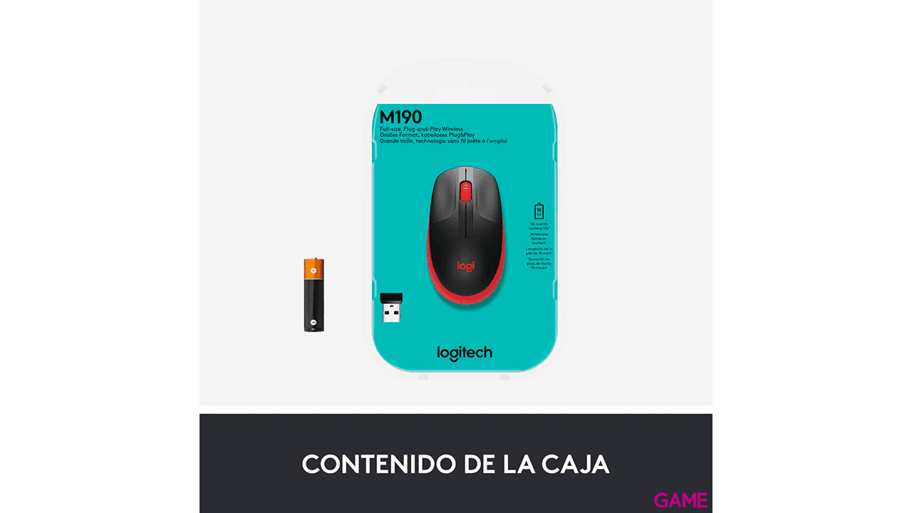 Logitech M190 RF inalámbrico - Óptico 1000DPI - Raton