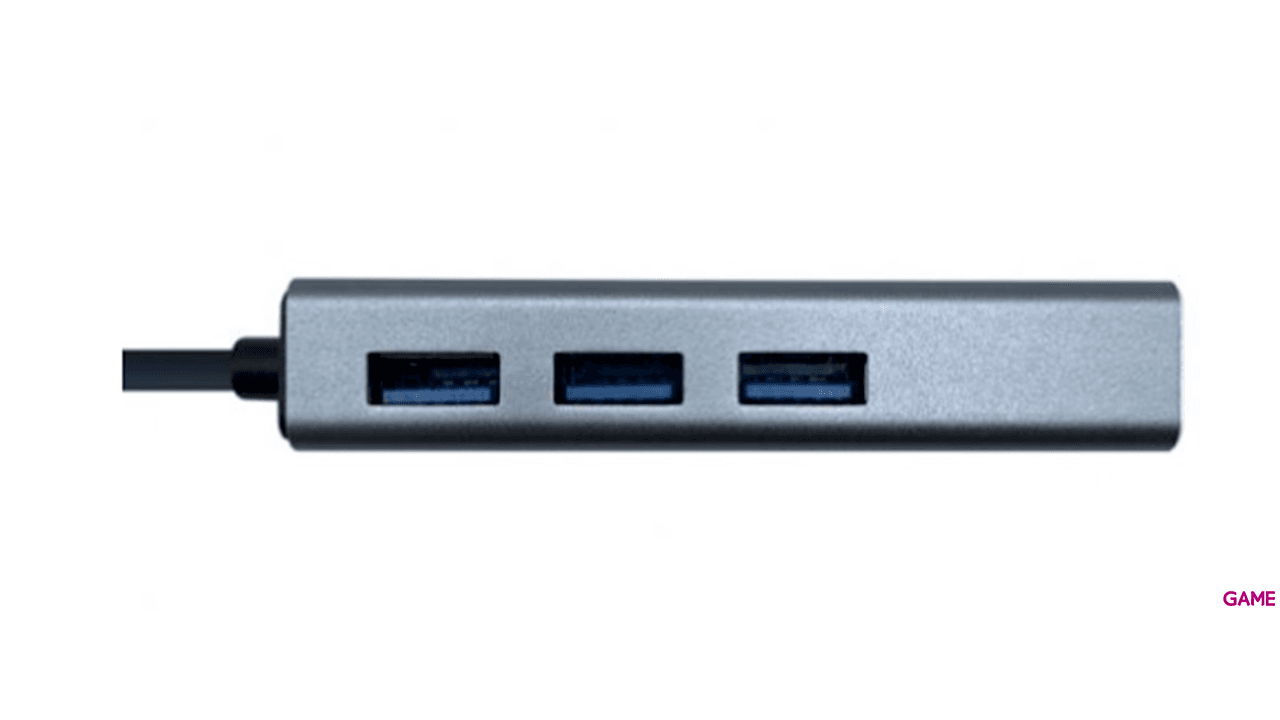 Aisens Conversor USB 3.0 a Ethernet gigabit 10/100/1000 Mbps + Hub 3 x USB 3.0, Gris 15cm - Adaptador