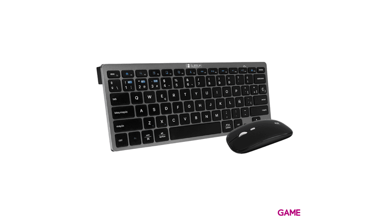 Subblim - Pack Teclado Spanish Layout + Raton Bluetooth  Compacto Gris Negro - Pack Perifericos