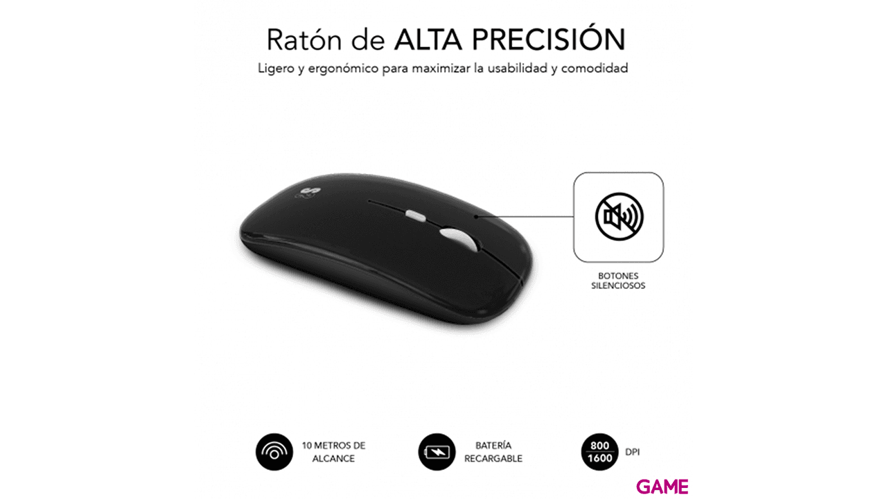 Subblim - Pack Teclado Spanish Layout + Raton Bluetooth  Compacto Gris Negro - Pack Perifericos
