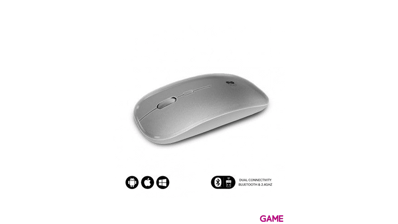 Subblim Dual Flat Mouse Recargable Optico Plateado - Raton