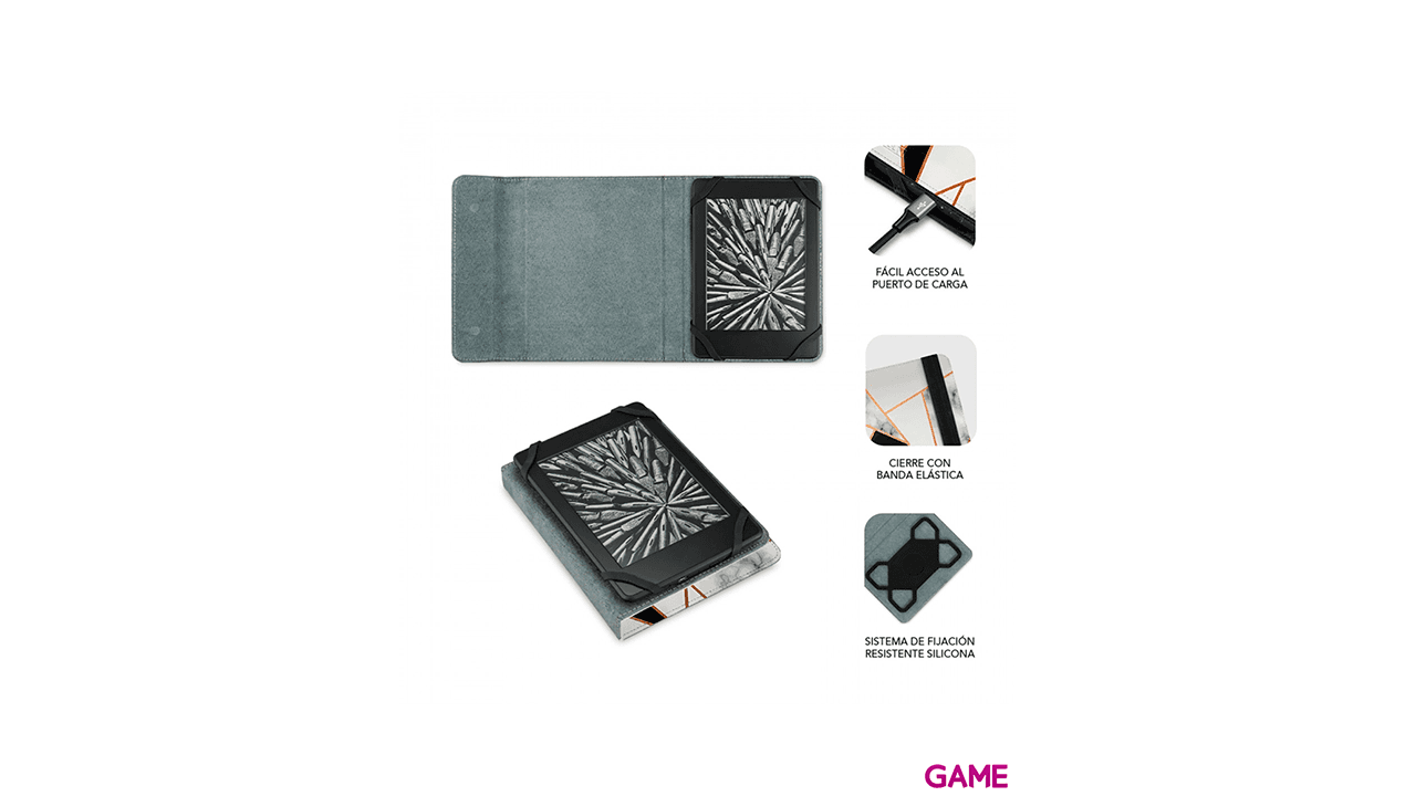 Subblim Clever Ebook Case 6" Marmol Negro - Funda