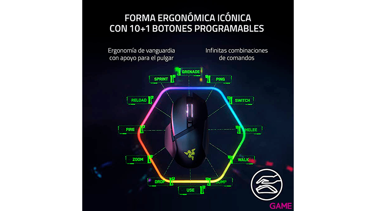 Razer Basilisk V3 Pro Wireless USB C Optico 30000DPI - Raton Gaming