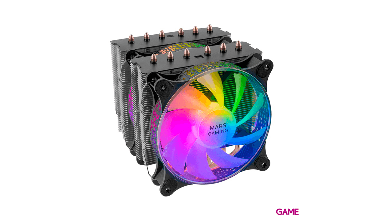 Mars Gaming MCPU-XT 2 Ventiladores ARGB PWM 12cm Negro - Disipador CPU