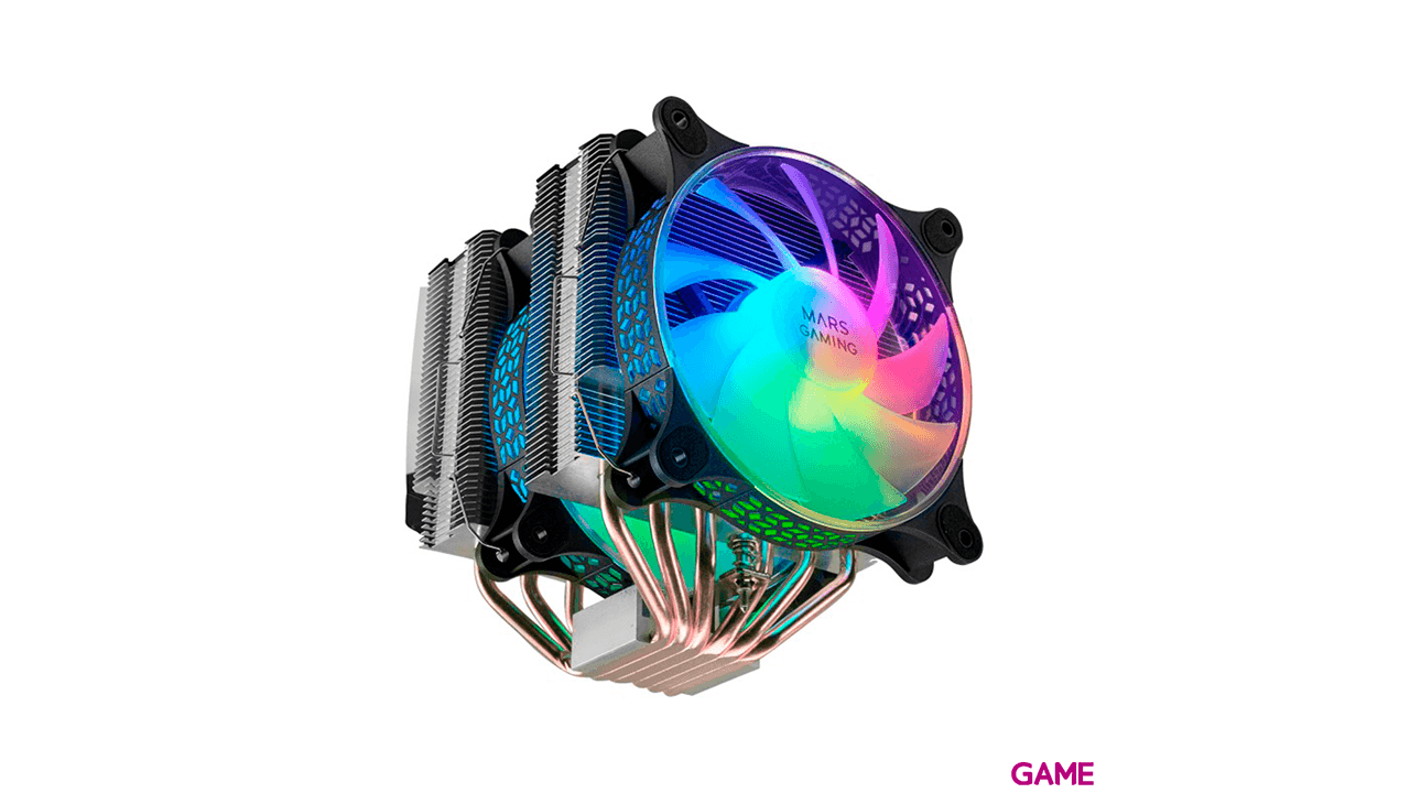 Mars Gaming MCPU-XT 2 Ventiladores ARGB PWM 12cm Negro - Disipador CPU