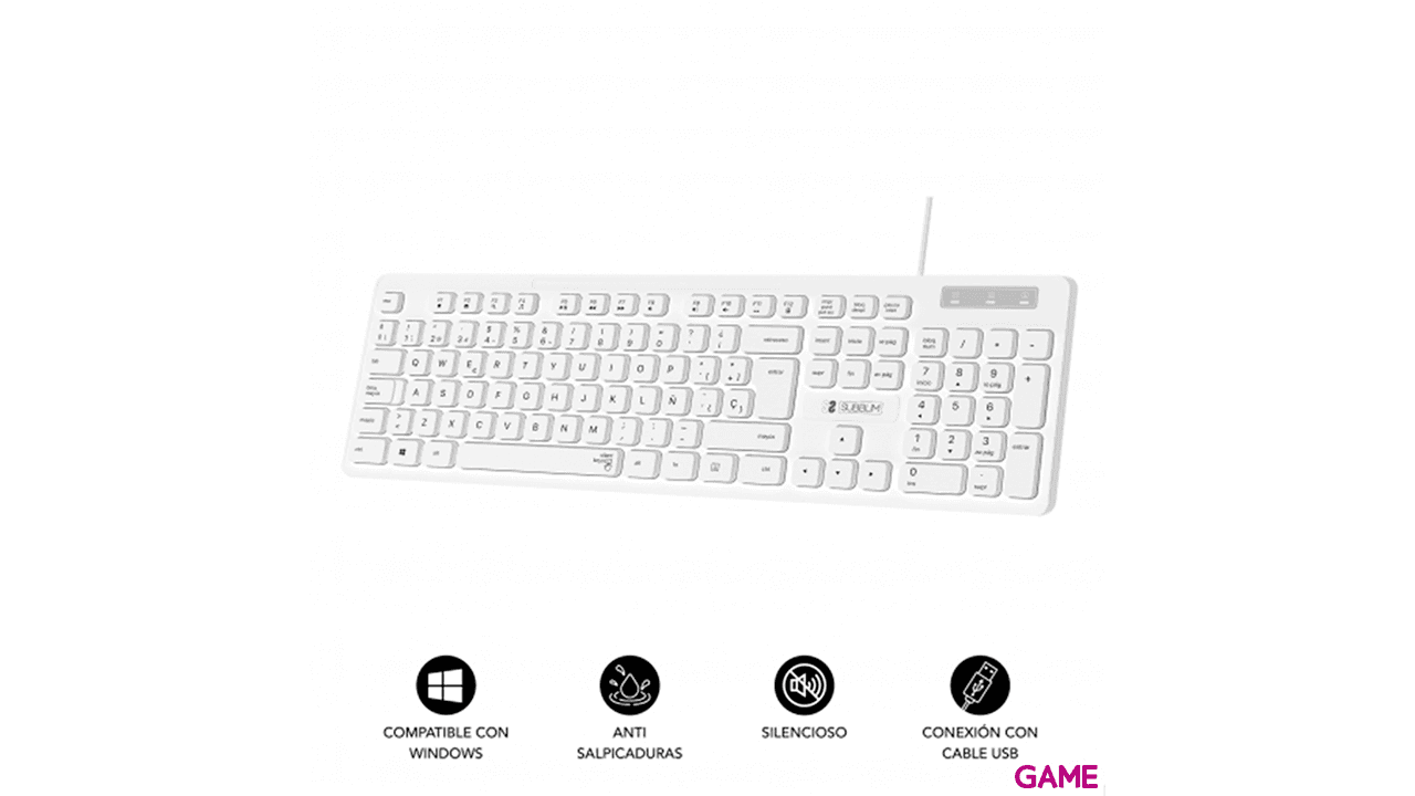 Subblim Business Slim Ergo Silencioso Blanco - Teclado