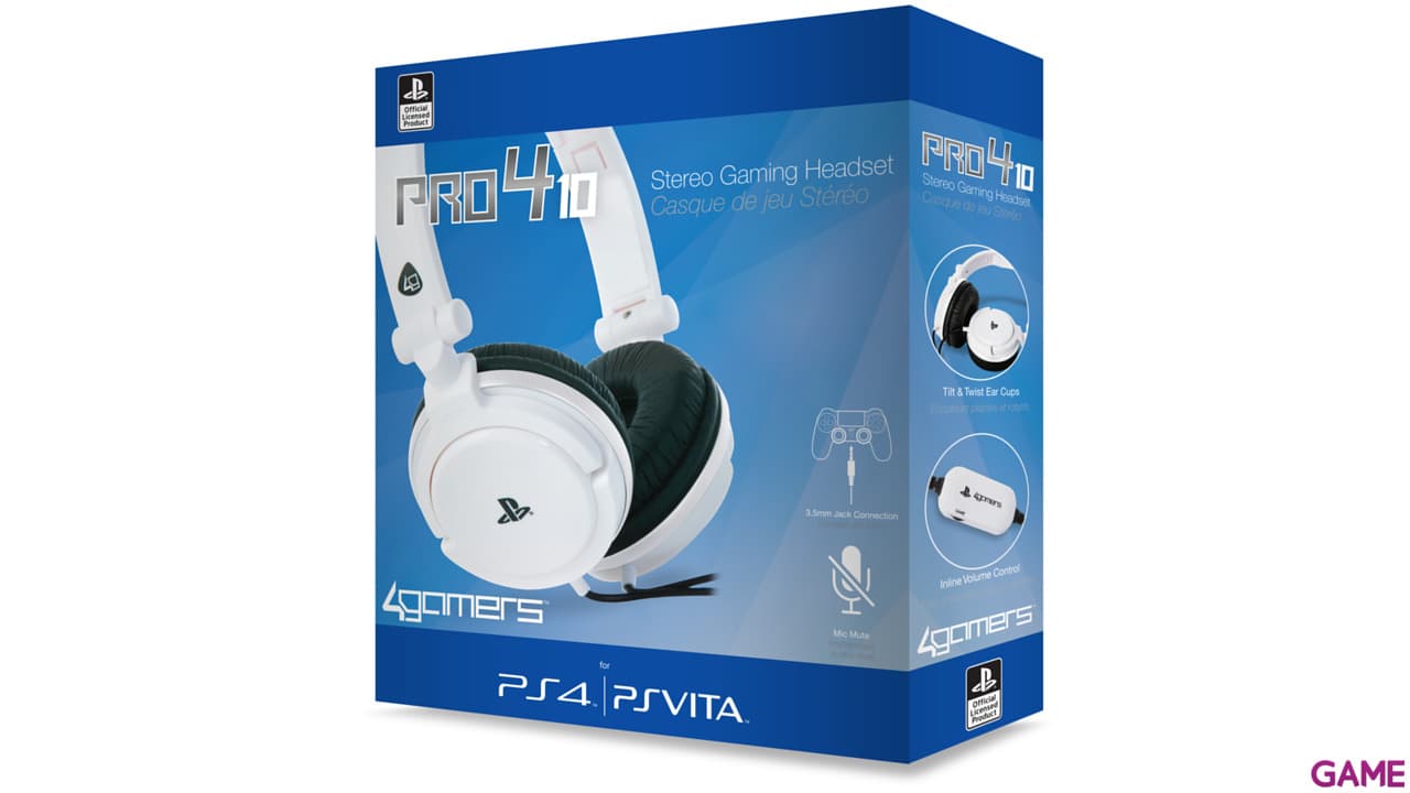 Auriculares 4Gamers Pro 4-10 Blancos -Licencia Oficial-