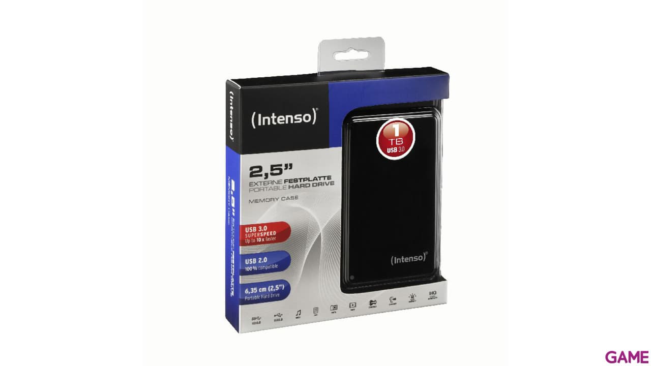 Intenso HDD Externo 1TB 2.5´´ USB 3.0 Negro - Disco Duro Externo