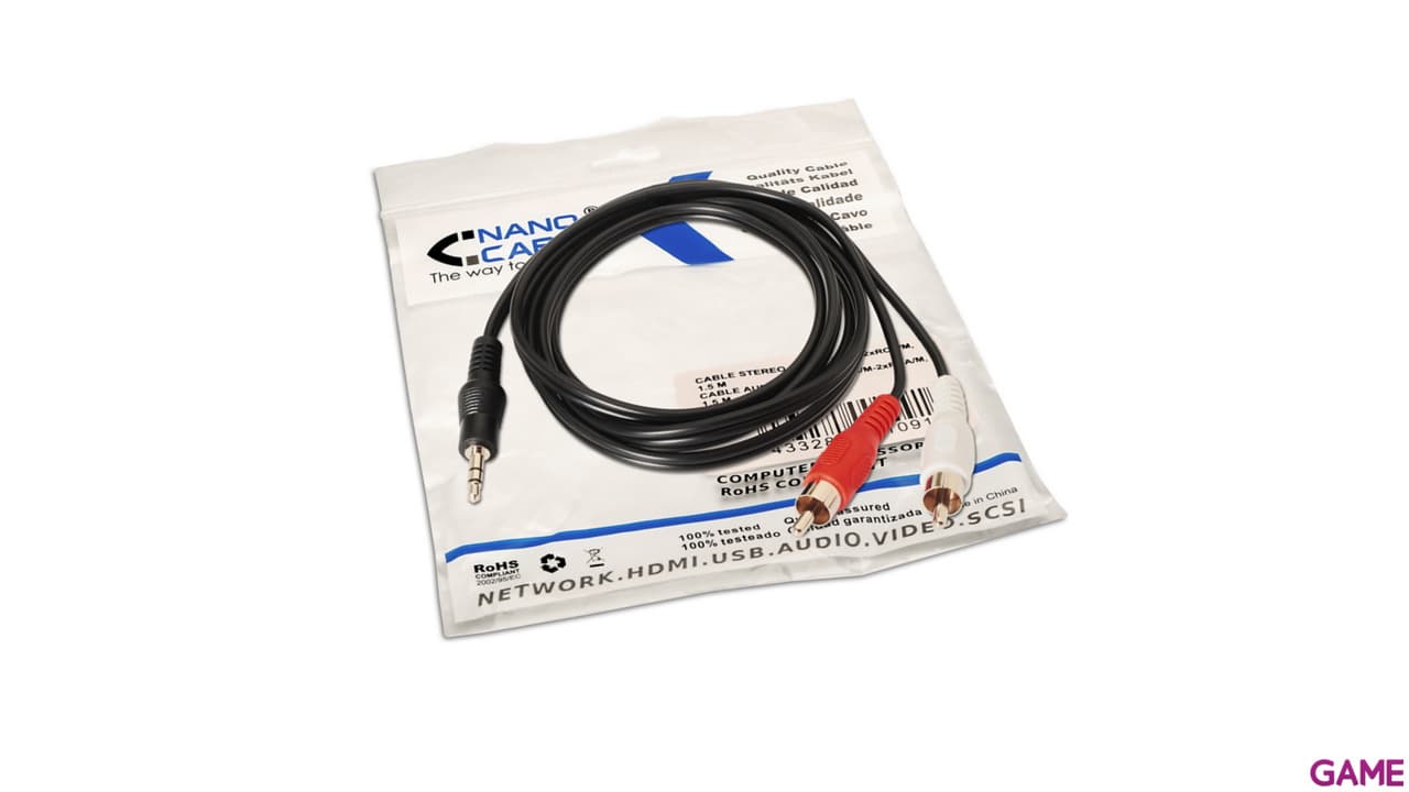 Nanocable audio Jack 3.5 Estereo  M-2RCA  1.5MTS
