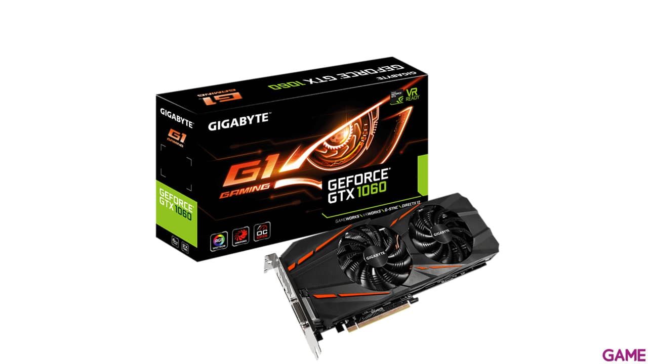 GIGABYTE GeForce GTX 1060 G1 6GB GDDR5 - Tarjeta Gráfica Gaming