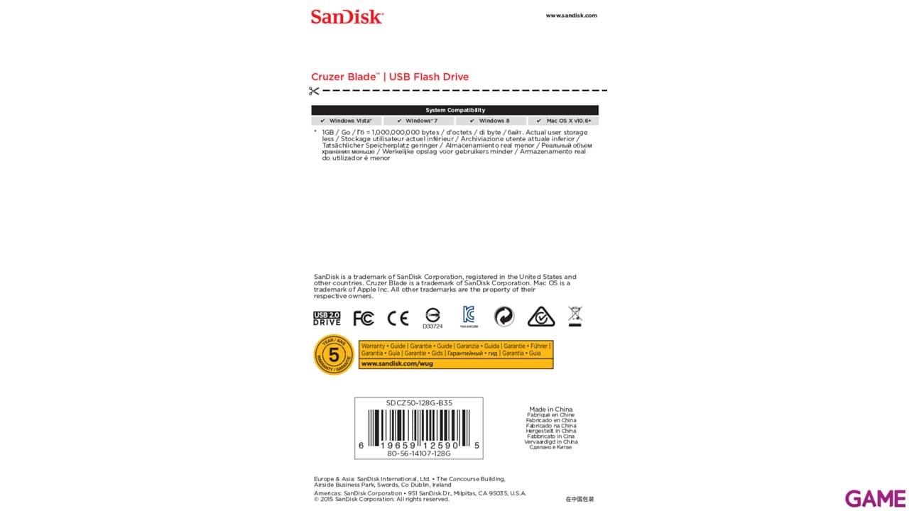Sandisk Cruzer Blade 128GB - Pendrive