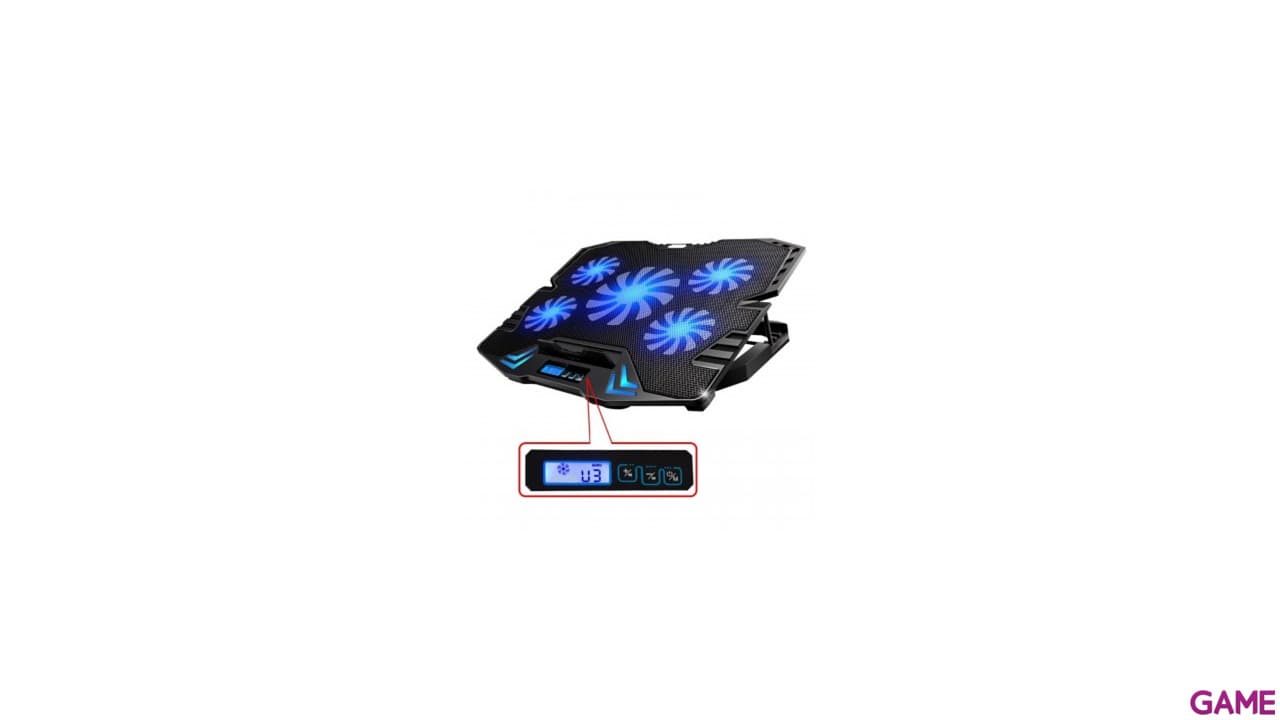 Ewent 1259 Base Refrigeradora para Portatiles 17" HubUsb 5 velocidades Led Azul 5 angulos