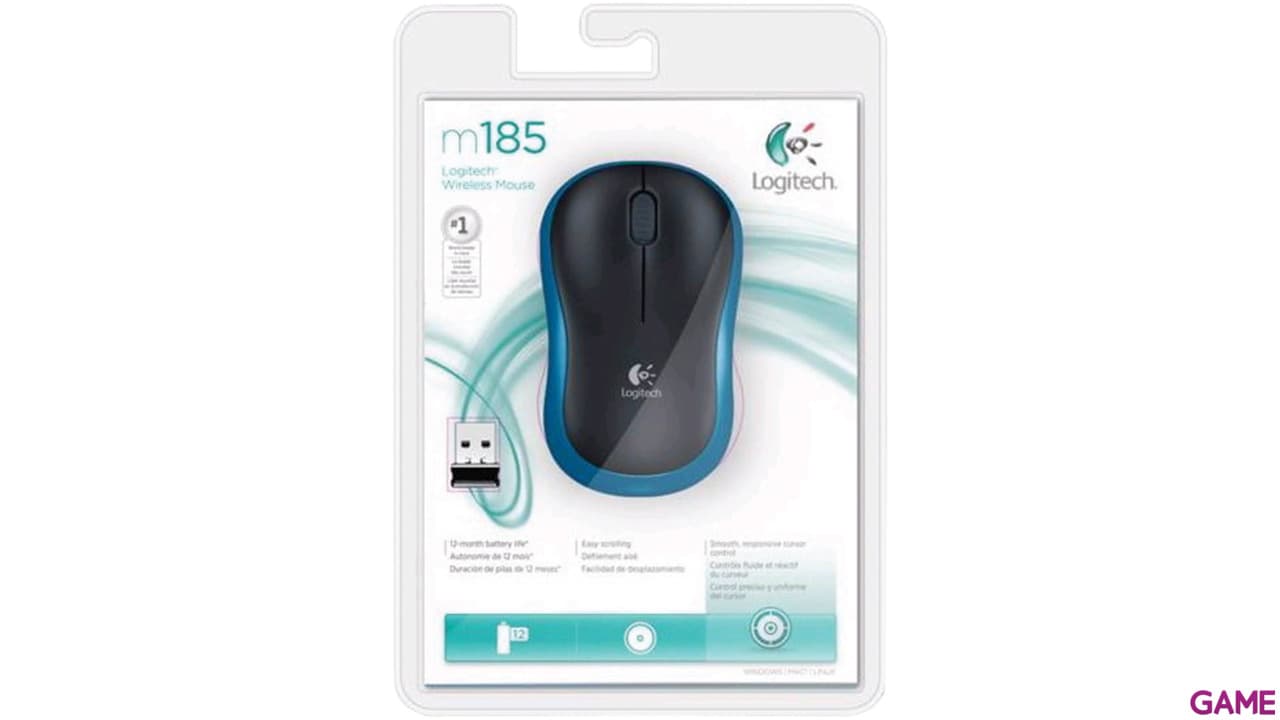 Logitech M185 Wireless Blue - Raton