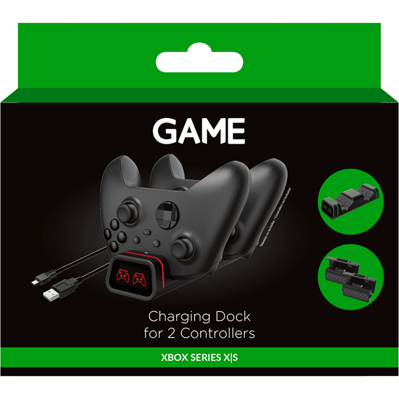GAME GM911 Base de recarga doble para 2 Mandos + 2 Baterías