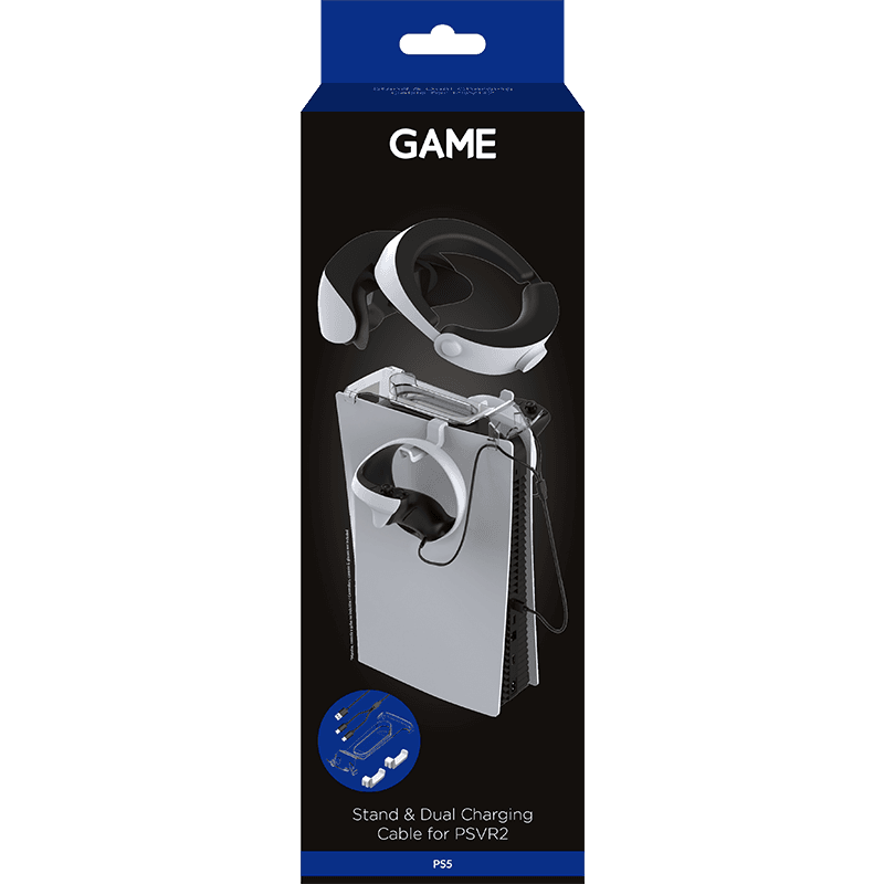 GAME GM33059 Soporte y Cable Cargador Dual para Gafas VR2