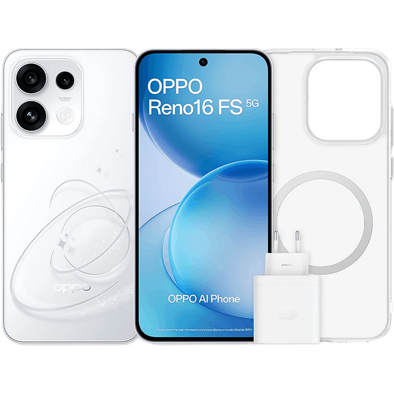 Oppo Reno 16F 5G 8/256Gb Blanco + Carcasa + Cargador 45W