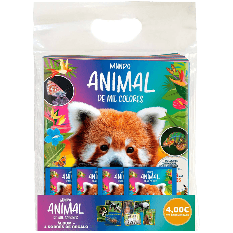 Starter pack de cromos Animales de mil colores (Álbum + 4 sobres de cromos)