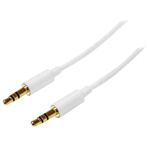 StarTech.com Cable 1m 1 metro Slim Delgado de Audio Estéreo Mini Jack Plug 3,5mm - Blanco - Macho a Macho