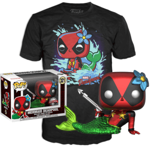 Set figura POP Tee Marvel Deadpool Mermaid Exclusive Talla L