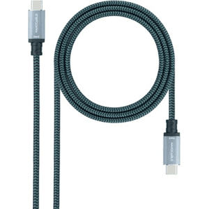 Nanocable Cable USB 3.1 Gen2 10Gbps 5A, 4K/60Hz, USB-C/M-USB-C/M, Gris/Negro, 2 m