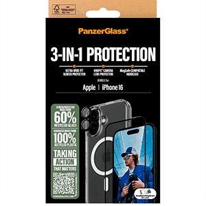 Panzerglass 3-in-1 bundle proteccion iphone 16