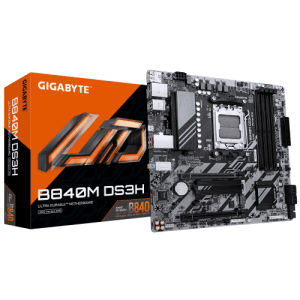 GIGABYTE B840M DS3H Placa base - Procesadores AMD Ryzen 9000, VRM de 8+2+2 fases, hasta 8200 MHz DDR5, 2xPCIe 4.0 M.2, LAN 2.5G