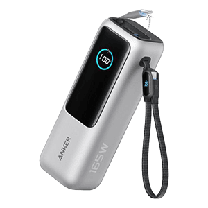Anker Power Bank 25000 mAh, 165W, USB-C, Cable Retractil, Plata