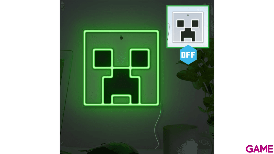 Cereper Luz de Neón LED para Pared Minecraft Creeper